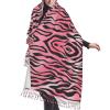 LMNSWDA Pink & Black Zebra Print Women's Fashion Cashmere Feel with Tassel Large scarf warm party shawl Wraps view 1