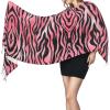 LMNSWDA Pink & Black Zebra Print Women's Fashion Cashmere Feel with Tassel Large scarf warm party shawl Wraps view 3