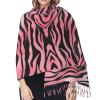 LMNSWDA Pink & Black Zebra Print Women's Fashion Cashmere Feel with Tassel Large scarf warm party shawl Wraps view 4