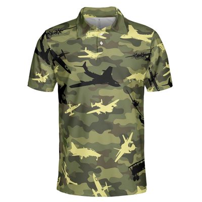 Camo Airplane Polo Golf Shirts for Men Women - Navy Blue Polo Shirt Men Mens Polo Shirts Dry Fit Serie 05 Size 4XL