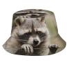 Cute Raccoon Bucket Hats Fashion Sun Cap Packable Outdoor Animal Fisherman Hat for Women and Men view 1