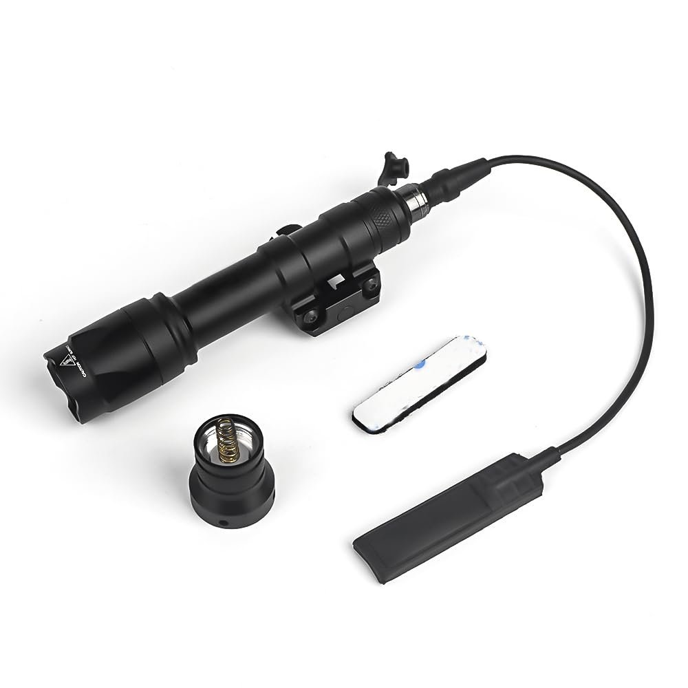 NECARL M600C 600 Lumens Tactical Flashlight with Push Button Switch & Remote Pressure Switch for Constant/Momentary Modes, Fit for 20mm Picatinny Rail