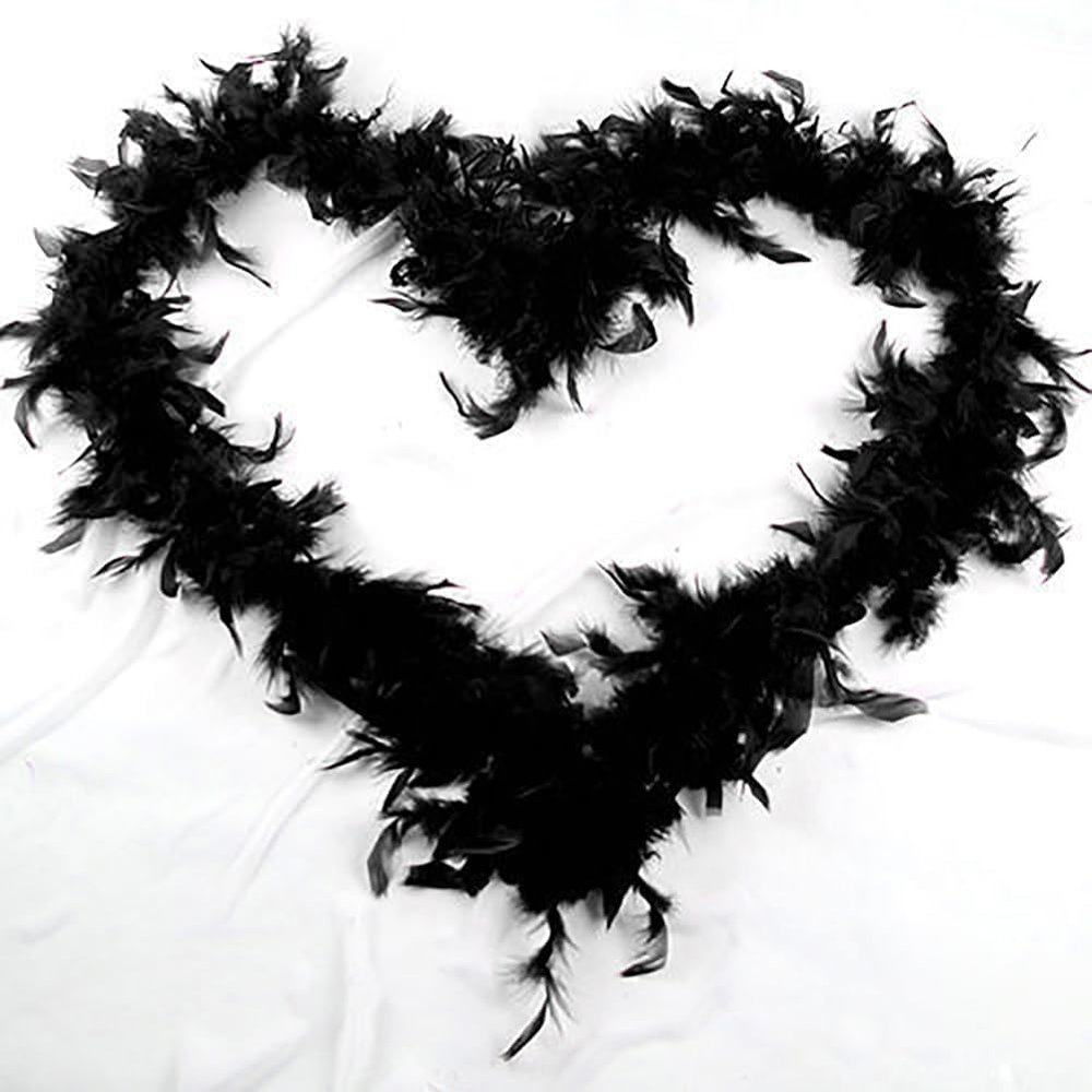 NEREIDS NET Colorful Feather Boas, 6.6ft Feather Boa for Women for Dancing Wedding Party Halloween,with Heart Sunglasses Black