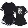 DHSPKN Skz Merch Tshirt Support Crop Top T-Shirts + Hot Pants Set Jisung Felix Minho Changbin Tee Unisex Crop Tops Felix00 L view 1