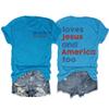She's a Good Girl Loves Jesus and America Too T-Shirt God Bless America Shirt Women T Shirt O-Neck Independence Day Stylish Top Shirts Loves Jesus and America Too Tank 4th of July Sky view 1