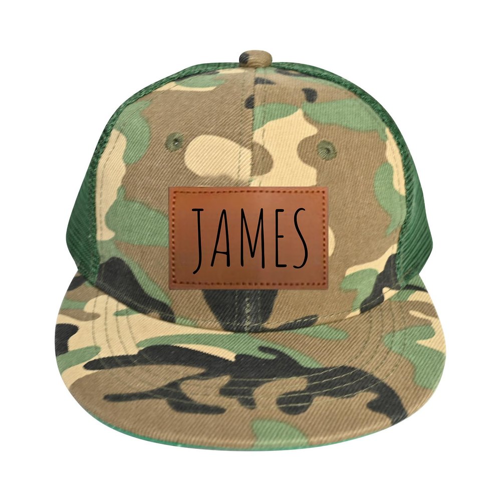 Personalized Infant Camouflage Baseball Cap: Custom Name Leather Patch Sun Hats for Baby Boys 0-12 Months - Outdoor Adjustable Snapback Caps Gifts for Toddler Girls(Small)