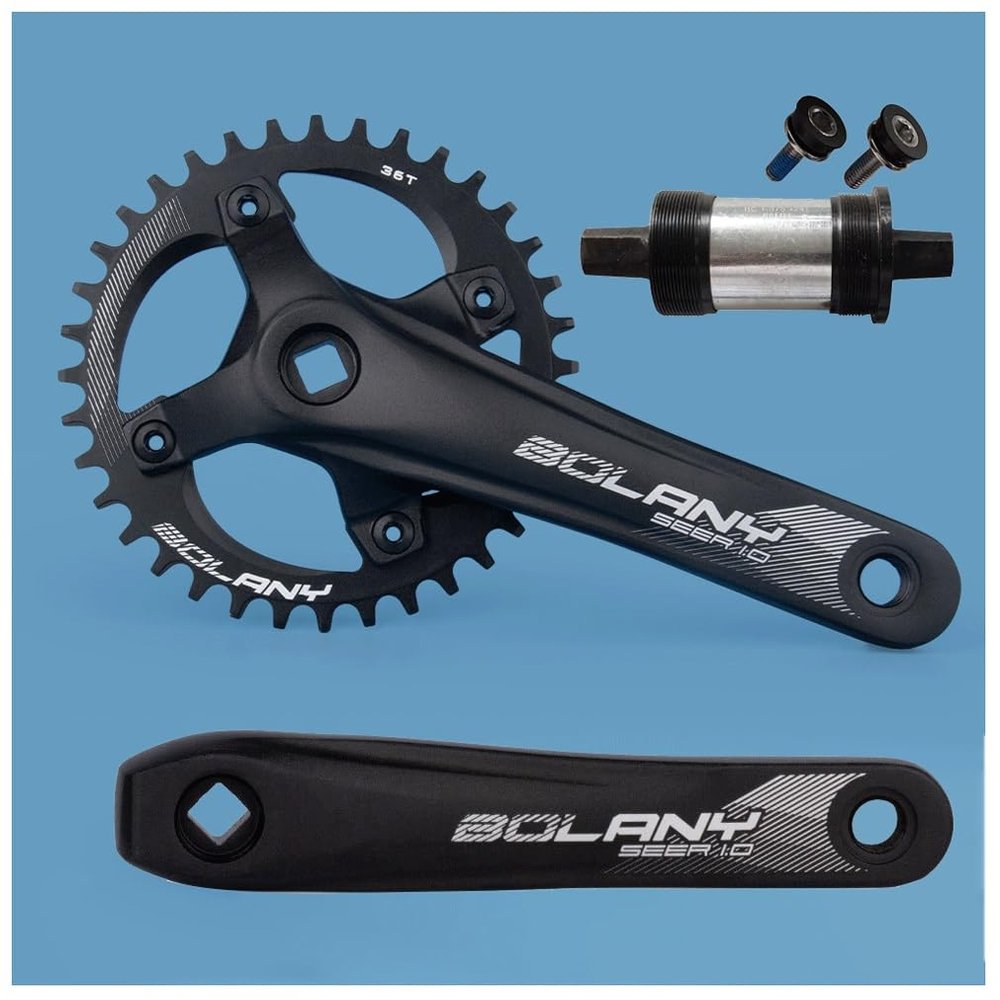 HIMALO MTB Crankset 170mm Mountain Bike Square Crankset 104BCD 34T 36T Single Chainring Crankset Aluminum Alloy Crank Arm Set with BB,7-12 Speed (Size : 34T)