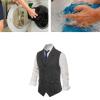 Herringbone Tweed Men Dress Vest,Notched Lapel,Single Breasted Business Waistcoat,Casual Vest,for Wedding,Dating,Dinner (Color : Black, Size : XXX-Large) view 2