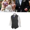 Herringbone Tweed Men Dress Vest,Notched Lapel,Single Breasted Business Waistcoat,Casual Vest,for Wedding,Dating,Dinner (Color : Black, Size : XXX-Large) view 3