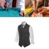 Herringbone Tweed Men Dress Vest,Notched Lapel,Single Breasted Business Waistcoat,Casual Vest,for Wedding,Dating,Dinner (Color : Black, Size : XXX-Large) view 4