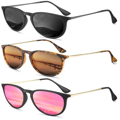ANYLUV Womens Polarized Womens: Trendy Sun glasses for Women UV400 Protection Round Classic Frame