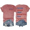 Loves Jesus and America Too T-Shirt God Bless America Shirt Patriotic 4th of July Independence Day Tops She's a Good Girl Loves Jesus and America Too Tank Top God Bless USA Tshirt Dusty Rose view 1