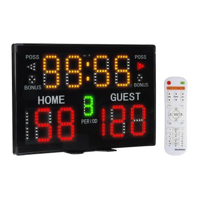 PATIKIL Electronic Basketball Scoreboard, Professional Digital Score Board with Remote Wall Mount Large LED Game Scoreboard with 90dB Buzzer for Indoor Sports Games