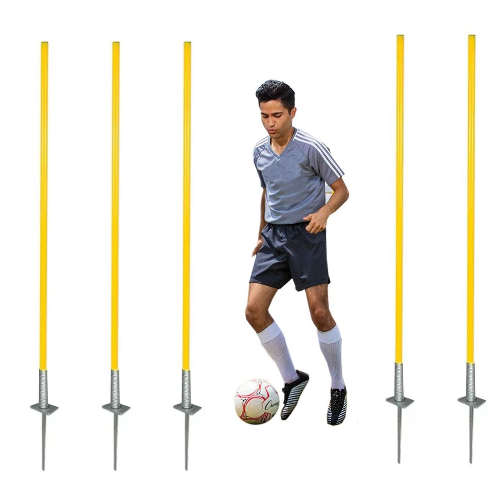 ZAQYCM 5 Pcs Agility Poles Soccer, PVC Plastic Coaching Slalom Sticks for Turf Garden Lawn School Playgrounds, Horse Training Ground Poles Fixing Installation (Size : 1.5m/59in)