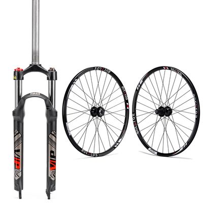 BUCKLOS 27.5inch MTB Suspension Fork, Mountain Bike Wheelset, Aluminum Alloy Rim 32H Disc Brake MTB Wheelset.
