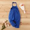 Baby Girls Romper Cute Sleeveless Halter Romper Jumpsuit Pants Toddler Kid Clothes with Pocket (Blue, 18-24 Months) view 3