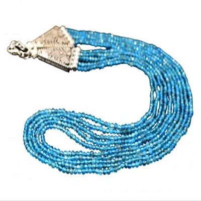 169 Cts Earth Mined 5 Strand Blue Apatite Round Cut Beaded Necklace CHIK_NECKLACE-45658