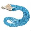 169 Cts Earth Mined 5 Strand Blue Apatite Round Cut Beaded Necklace CHIK_NECKLACE-45658