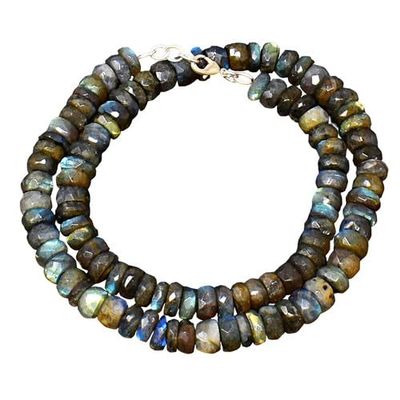428 Cts Earth Mined Single Strand Labradorite Faceted Beads Necklace CHIK_NECKLACE-45900