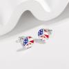925 Sterling Silver 4th of July USA Flag Earrings Studs for Cowgirl Hat Round Peace Sign Eagle American Flag Stud Earrings for Women Red White Blue Ear Studs Independence Day Patriotic Jewelry Gifts (Peace Sign Flag Earrings) view 3