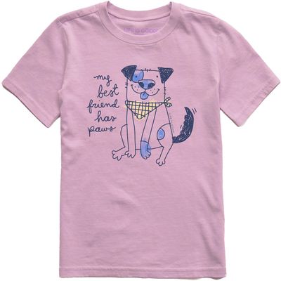 Life is Good Kids Crusher T My Best Friend Has Paws on Violet Purple - Size Large