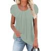 FlekmanArt Tube Tops for Women Blouses & Button-Down Shirts Casual Tops for Women Trendy Shirt Dresses for Women Hawaiian Shirts for Women Summer Tops Puff Sleeve Tops for Women5-Mint Green,Large view 2