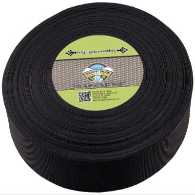 Country Brook Design - 2 Inch Black Heavy Polypropylene (Polypro) Webbing, 50 Yards