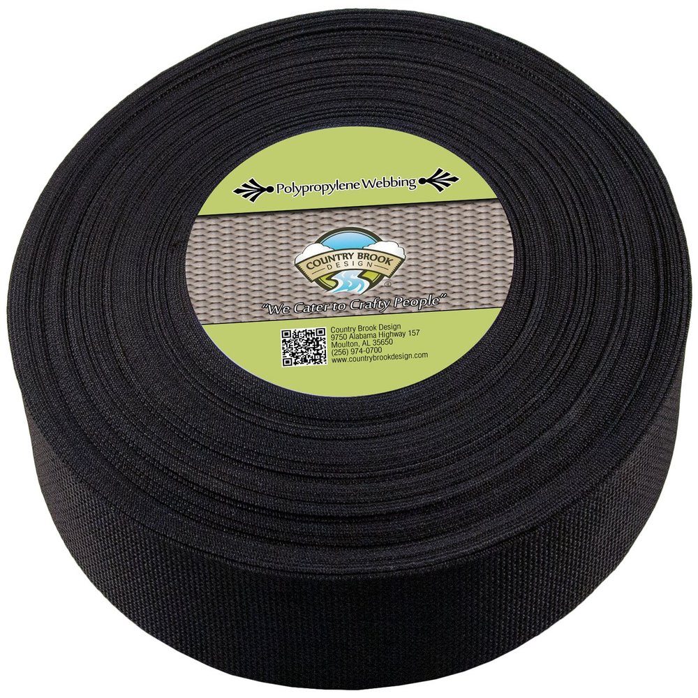 Country Brook Design - 2 Inch Black Heavy Polypropylene (Polypro) Webbing, 50 Yards