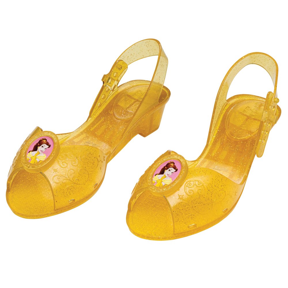 Belle Jelly Shoes, Official Disney Princess Costume Shoes with Belle Emblem, Kids Size 11/12 Medium