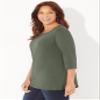 Catherines Women's Plus Size Suprema Studio Double-Ring Tee - 6X, Olive Green view 3