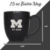 Rico Industries NCAA Michigan Wolverines #1 Dad 15oz Laser Engraved Matte Black Ceramic Bistro Mug - for Hot or Cold Drinks view 4