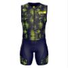 Sparx Men`s Triathlon Suit Trisuit Race Skinsuit Cycling Speed Suit Italian Fabric Swimskin (Green Cubes, XL) view 2