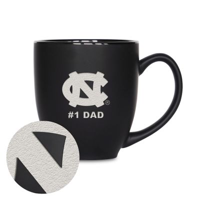 Rico Industries NCAA North Carolina Tar Heels #1 Dad 15oz Laser Engraved Matte Black Ceramic Bistro Mug - for Hot or Cold Drinks