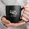 Rico Industries NCAA LSU Tigers #1 Dad 15oz Laser Engraved Matte Black Ceramic Bistro Mug - for Hot or Cold Drinks view 2