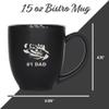 Rico Industries NCAA LSU Tigers #1 Dad 15oz Laser Engraved Matte Black Ceramic Bistro Mug - for Hot or Cold Drinks view 4