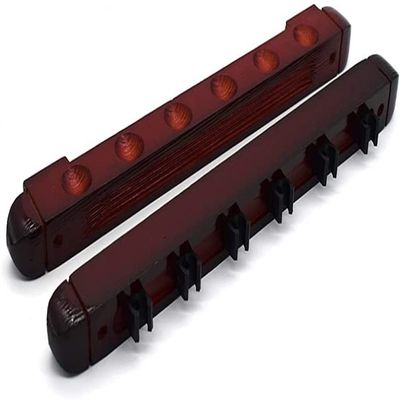 BAZAC Wall Mount Pool Cue Stick Holder, 6 Holes Pool Stick Rack,Band 6 Cue Stick Holder Clips,Wood Color/Red Wine Snooker Pool Billiards Accessories-Wood Color-Red Wine
