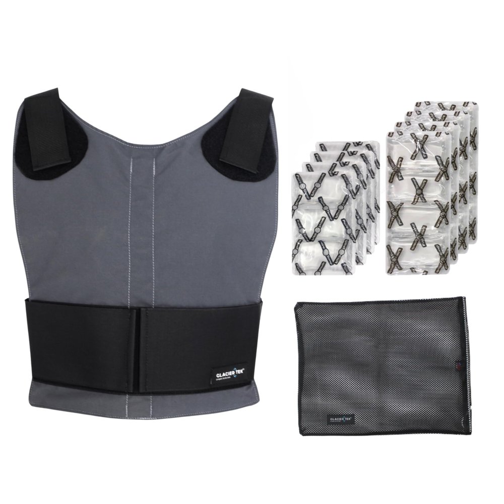 Glacier Tek Concealable Cooling Vest, 59 Degrees for 2.5 hours 8 Cool Packs, recharge in 30 minutes