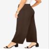 Jessica London Women's Plus Size Everyday Stretch Knit Wide Leg Pant - 12, Chocolate view 3
