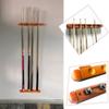 BAZAC Wall Mount Pool Cue Stick Holder, 6 Holes Pool Stick Rack,Band 6 Cue Stick Holder Clips,Wood Color/Red Wine Snooker Pool Billiards Accessories-Wood Color-Wood Color view 4