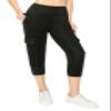 ALWAYS Women's Slim-fit Capri Jogger Track Cuff Sweatpants with Pockets Black Large view 1