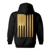Tcombo Gold USA Flag - United States Stars Stripes Unisex Hoodie Sweatshirt (Black - Back Print, Medium) view 1