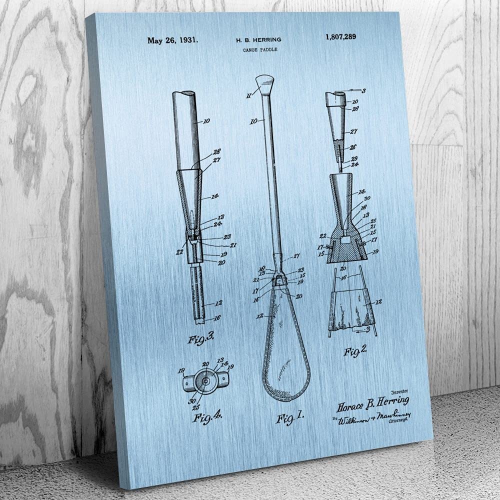Canoe Paddle Patent Canvas Print (12x16) Cabin Decor, Fishing Gifts, Boat Decor, Dad Gifts, Lake House Decor, Gifts For Men, Man Cave Decor
