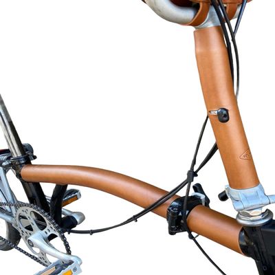 Full Frame Protector for Brompton Bicycle Sew On Version - Brompton Leather Frame Cover (Honey)