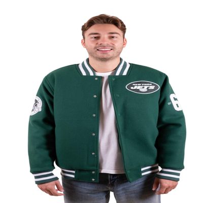 Ultra Game NFL Official Adults Classic Varsity Coaches Jacket Coat - Unisex, New York Jets, Team Color, Small