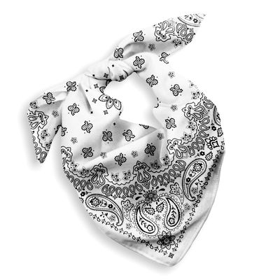 White Bandana for Men Women - 100% Soft Cotton, Paisley, 22x22 In, 1 Pack - Large Head Bandanna Western Cowboy Handkerchief Scarf