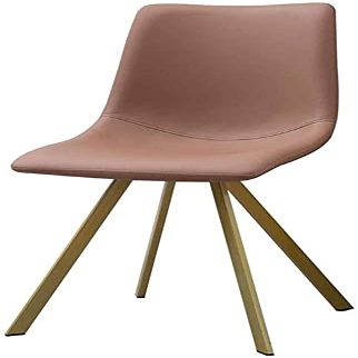 Dining Chairs Kitchen Living Room Lounge Chairs Metal Legs Backrest Chair PU Leather Cushion Makeup Chair (Color : Brown, Size : Golden Legs)