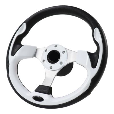 QYMOPAY 12.5inch Boat Steering Wheel, 3/4 Inch Axle Marine Steering Wheel Adapter, Yachts, Pontoon Boats white