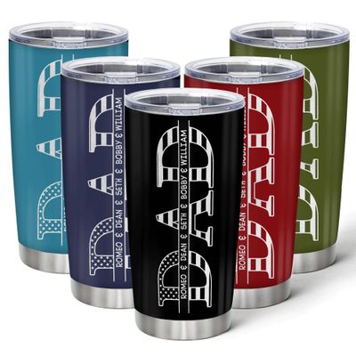 Hyturtle Personalized Fathers Day Gift For Dad - American Flag Dad Custom Stainless Steel Coffee Tumbler Cup 20oz - Funny Dad Gift From Daughter Son Wife - Dad Grandpa Gift For Birthday, Christmas