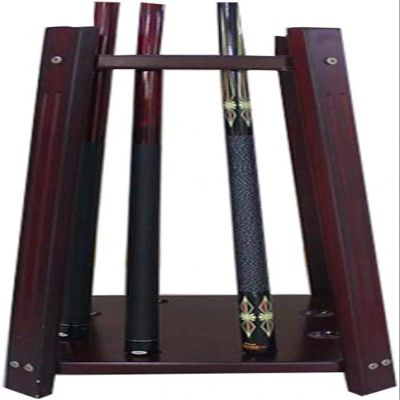 Pool Cue Rack Holder Cue Stand Floor Wooden Pool Snooker Ball Cue Stand Rack Holder Standing,Mahogany Finish,8 Holes