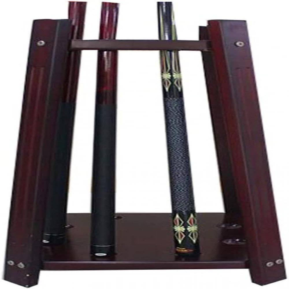 Pool Cue Rack Holder Cue Stand Floor Wooden Pool Snooker Ball Cue Stand Rack Holder Standing,Mahogany Finish,8 Holes